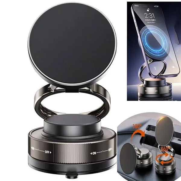 Premium 360° Magnetic Car Phone Mount – Powerful Suction Cup, Foldable Adjustable Dashboard Holder