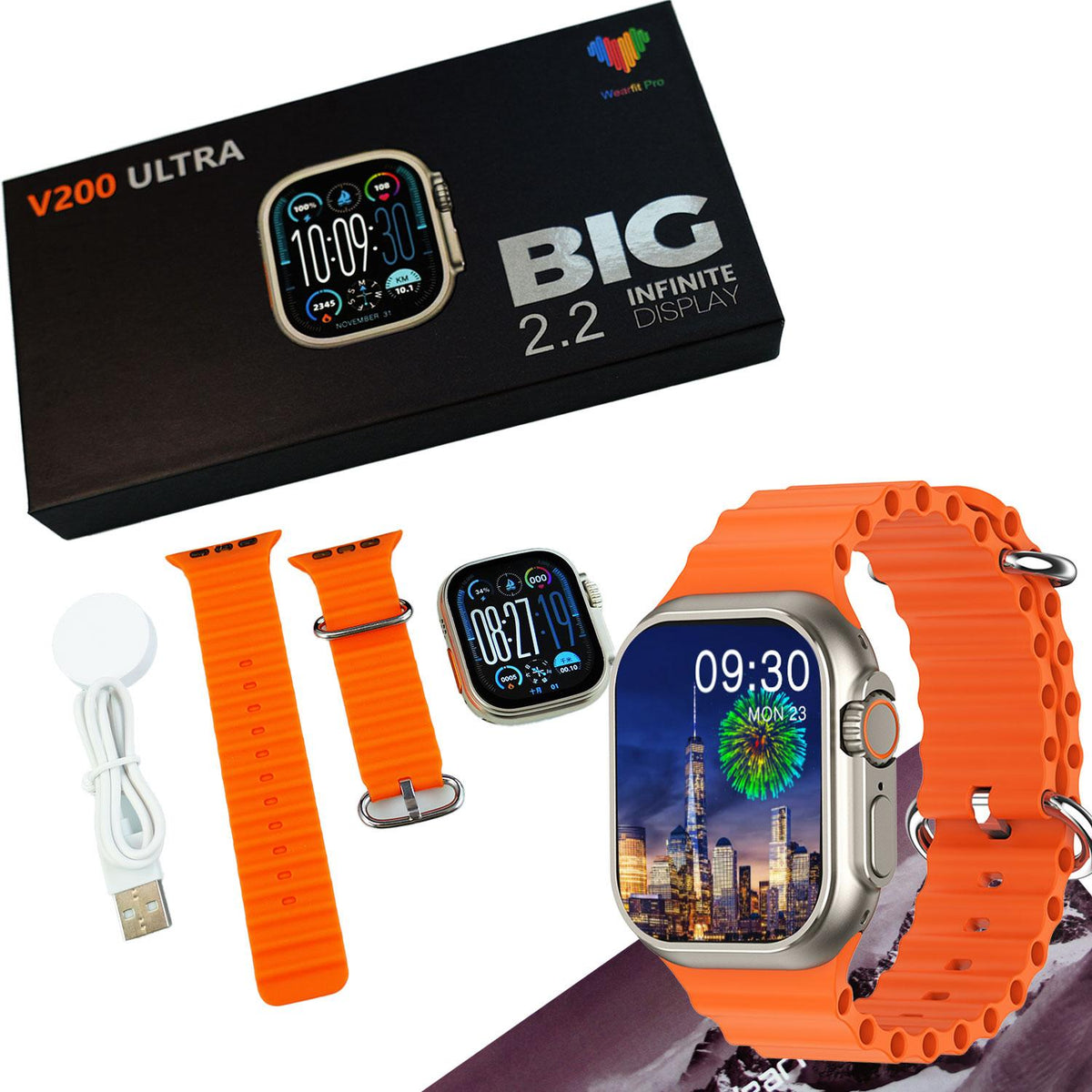 V200 Ultra Smart Watch with 2.2-Inch HD Large Display | Stylish Smartwatch for Men & Women